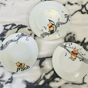 Winnie The Pooh Vintage 3 Piece Musical Notes Ceramic Dinnerware Set